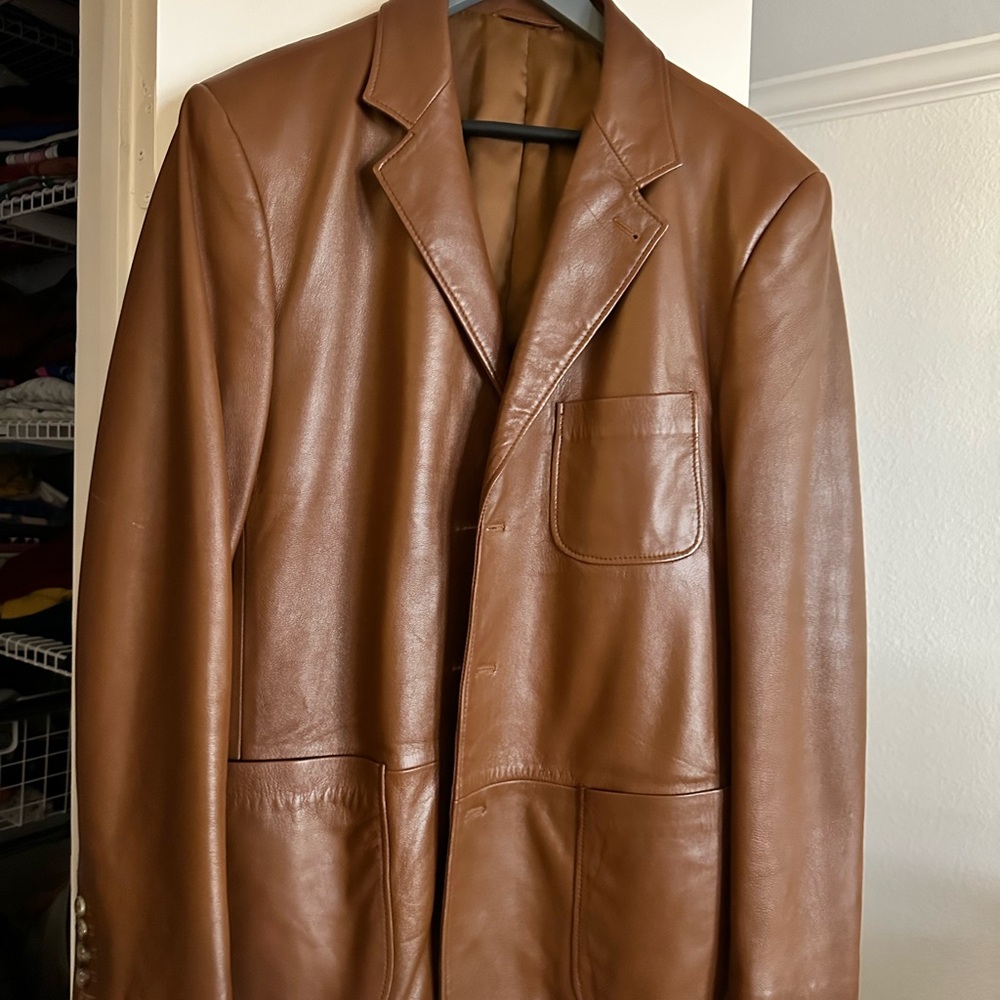 Brown Leather Blazer
